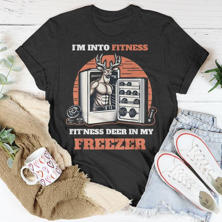Hunting I'm Into Fitness Deer Freezer Hunter Dad T-Shirt Unique Gifts