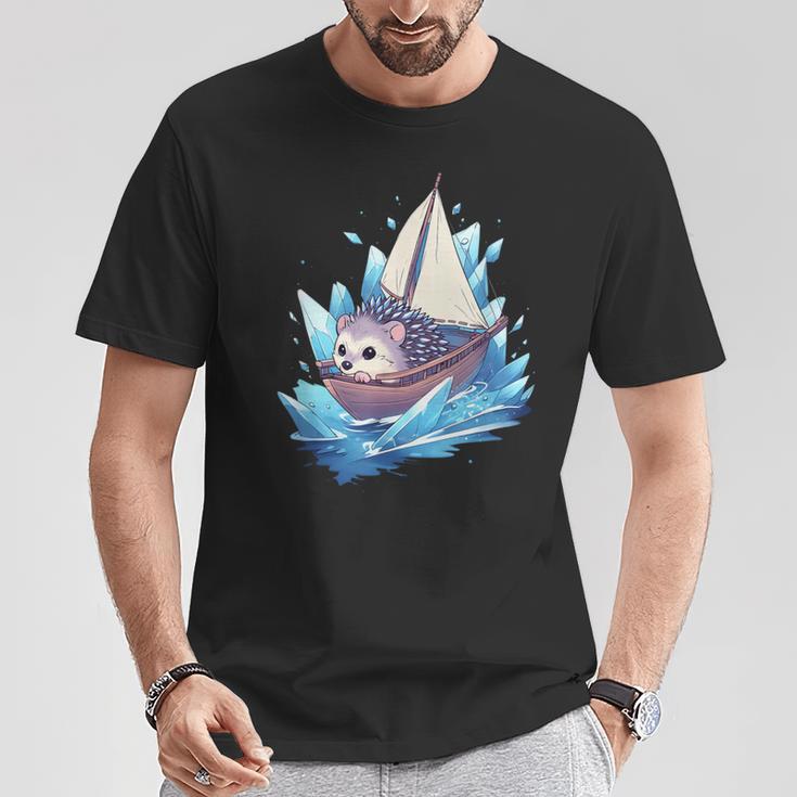 Ice Sailing Hedgehog Ice Sailing Ice Boating Yachting T-Shirt Lustige Geschenke