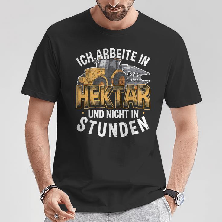 Ich Arbeite In Hectar Nicht In Stunden Tractor Farmers T-Shirt Lustige Geschenke