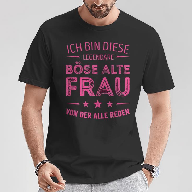 Ich Bin Die Legendäre Böse Alte Frau T-Shirt in Schwarz Lustige Geschenke