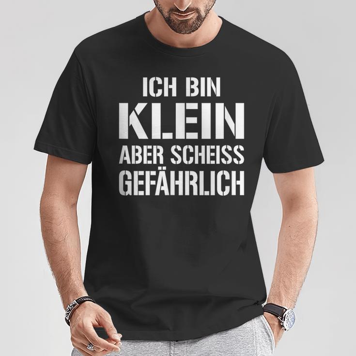 Ich Bin Klein Aber Scheiss Gefährlich Kampfzwerg T-Shirt Lustige Geschenke