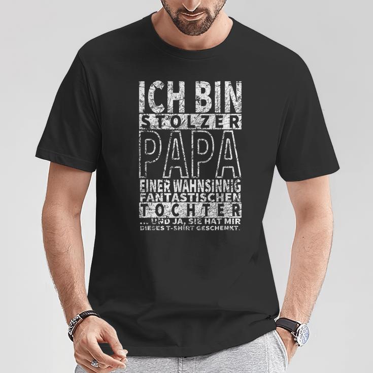 Ich Bin Stoler Papa Einer Wahnsinnig Fantastischen Tochter T-Shirt Lustige Geschenke