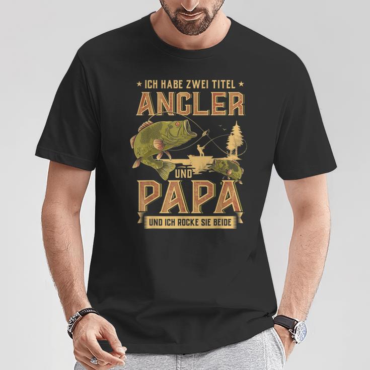 Ich Habe Zwei Titel Angler Und Papa Hecht Mann Carp Fishing S T-Shirt Lustige Geschenke