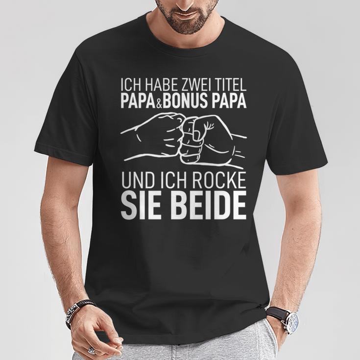 Ich Habe Zwei Titel Papa & Bonus Papa Bester Dad Der Welt T-Shirt Lustige Geschenke