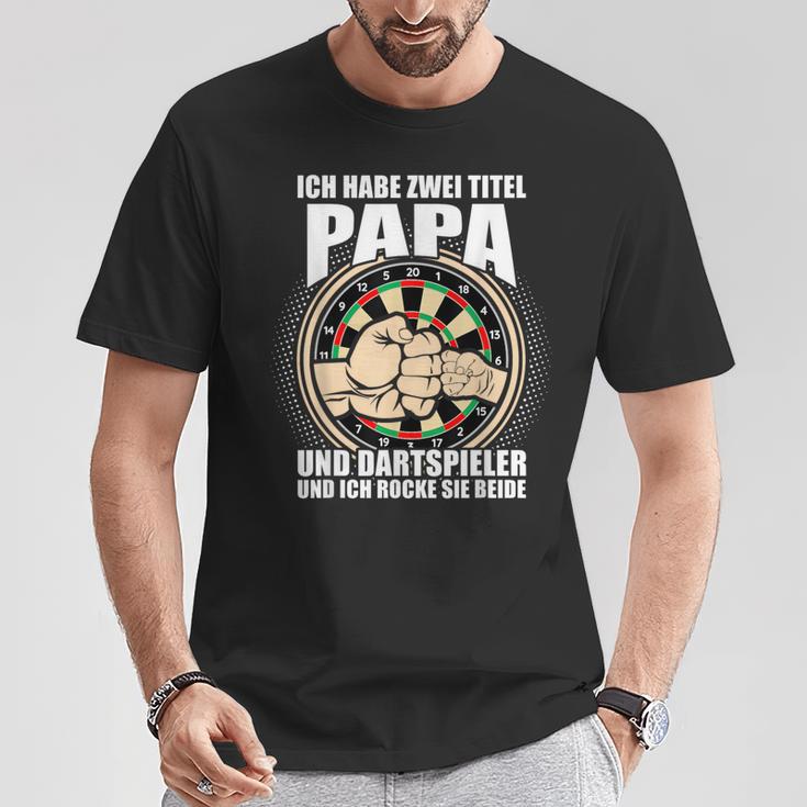 Ich Habe Zwei Titel Papa Und Dartspiel German T-Shirt Lustige Geschenke