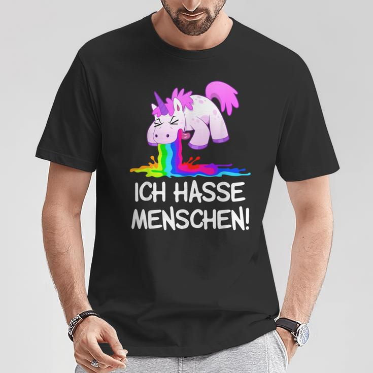 Ich Hasse Menschen Kotzendes Einhorn Unicorn Fun T-Shirt Lustige Geschenke