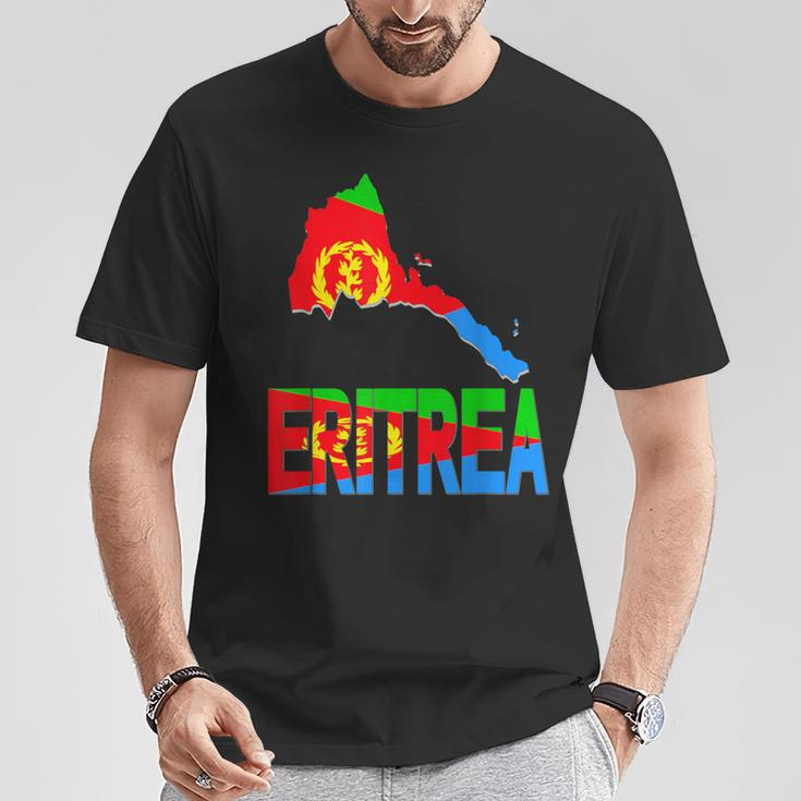 Ich Liebe Eritrea Flag In Eritrean Map Love Eritrea Flag Map T-Shirt Lustige Geschenke