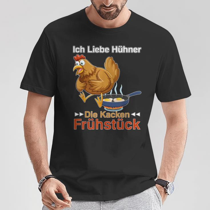 Ich Liebe Hühner Die Kacken Breakfast German Language T-Shirt Lustige Geschenke