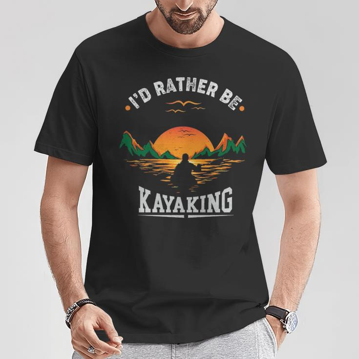 I'd Rather Be At The Lake Kayaking Kanuing At The Lake T-Shirt Unique Gifts