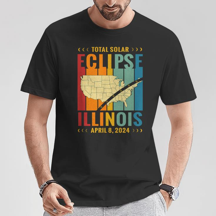 Illinois Vintage Path Of Totality Solar Eclipse April 8 2024 T-Shirt Unique Gifts