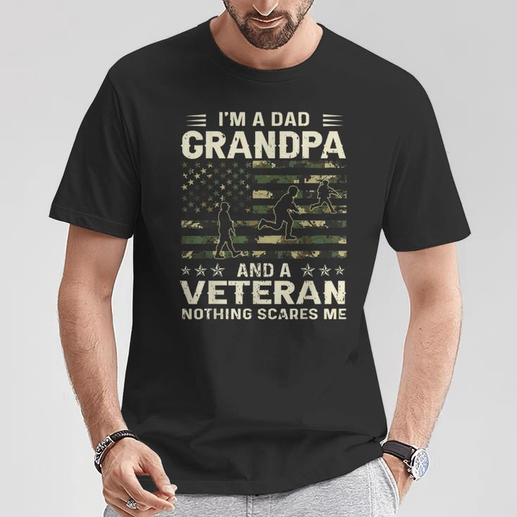 I'm A Dad Grandpa And Veteran Fathers Day American Flag T-Shirt Personalized Gifts