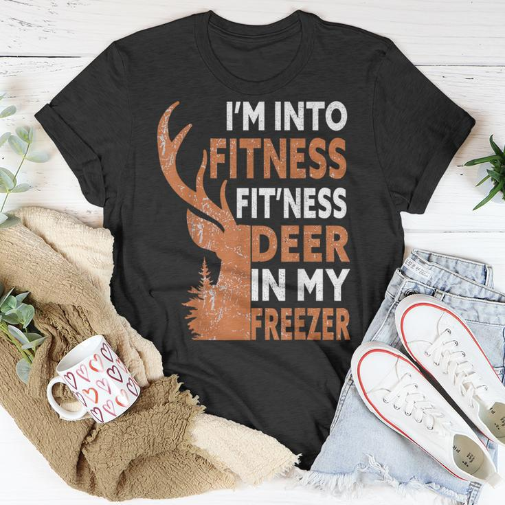 I'm Into Fitness Fit'ness Deer In My Freezer Hunting Hunter T-Shirt Funny Gifts