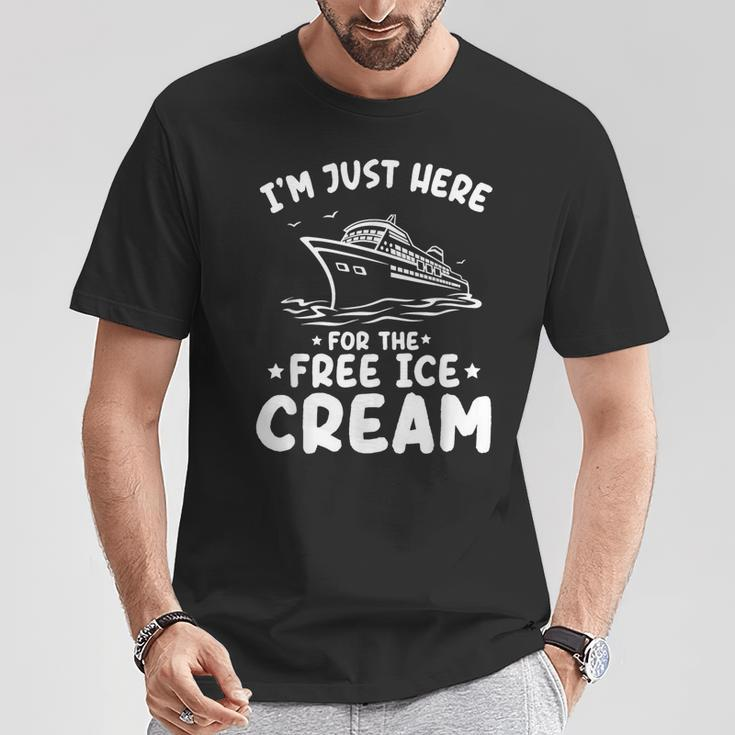 I'm Just Here For The Free Ice Cream Family Trip Cruise 2024 T-Shirt Funny Gifts