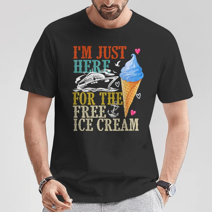 I'm Just Here For The Free Ice Cream Cruise Lover 2024 T-Shirt Unique Gifts