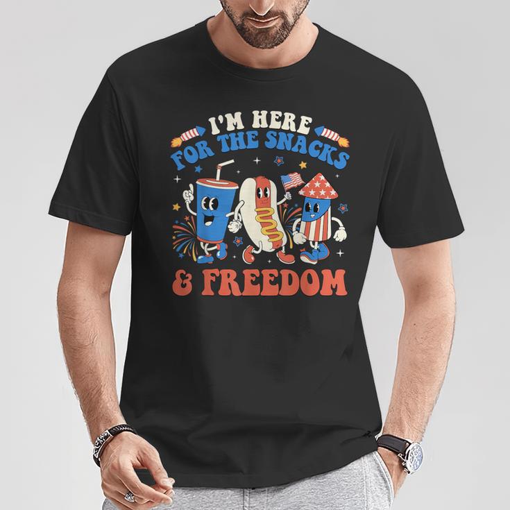 I'm Here For The Snacks And Freedom Boy Girl Kid 4Th Of July T-Shirt Unique Gifts