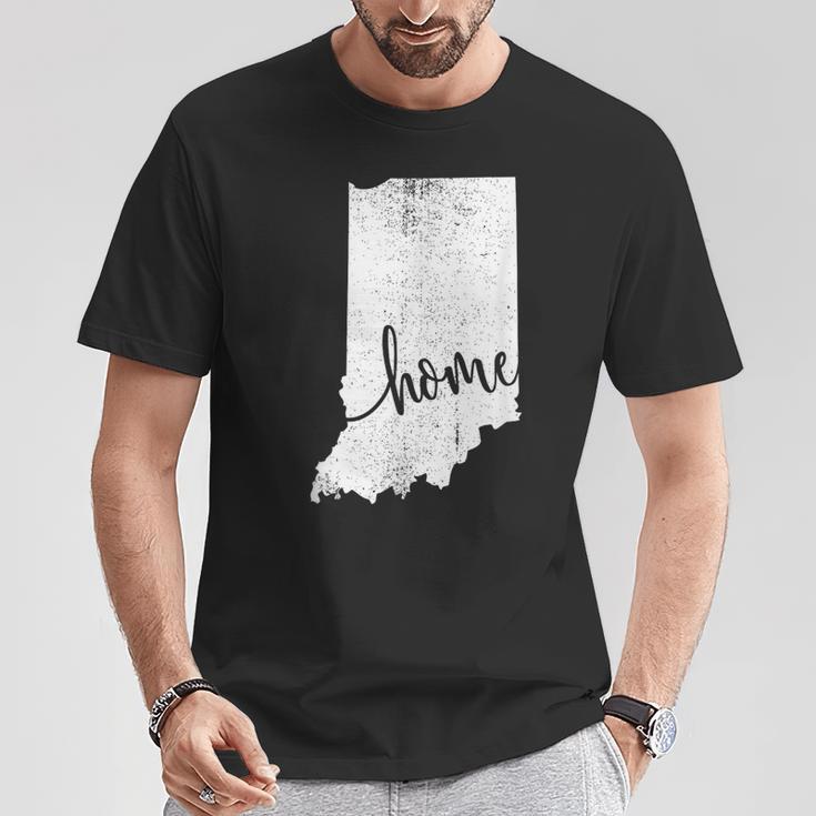 Indiana Home Love Vintage State Map Outline T-Shirt Unique Gifts