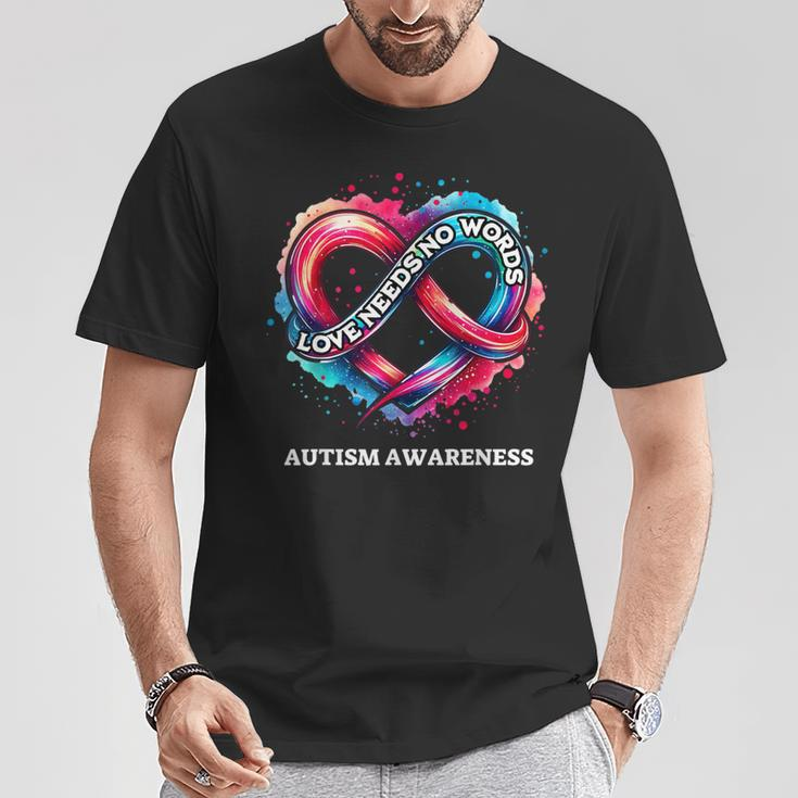 Infinity Heart Love Needs No Words Autism Awareness Tie Dye T-Shirt Unique Gifts