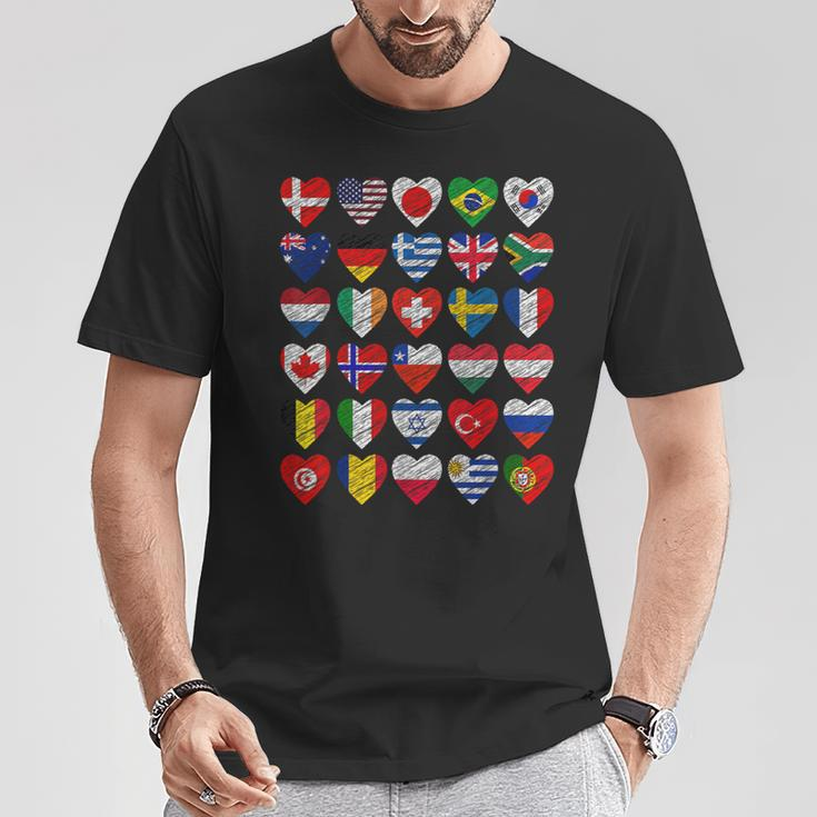 International Flags World Cute Hearts Countries T-Shirt Unique Gifts