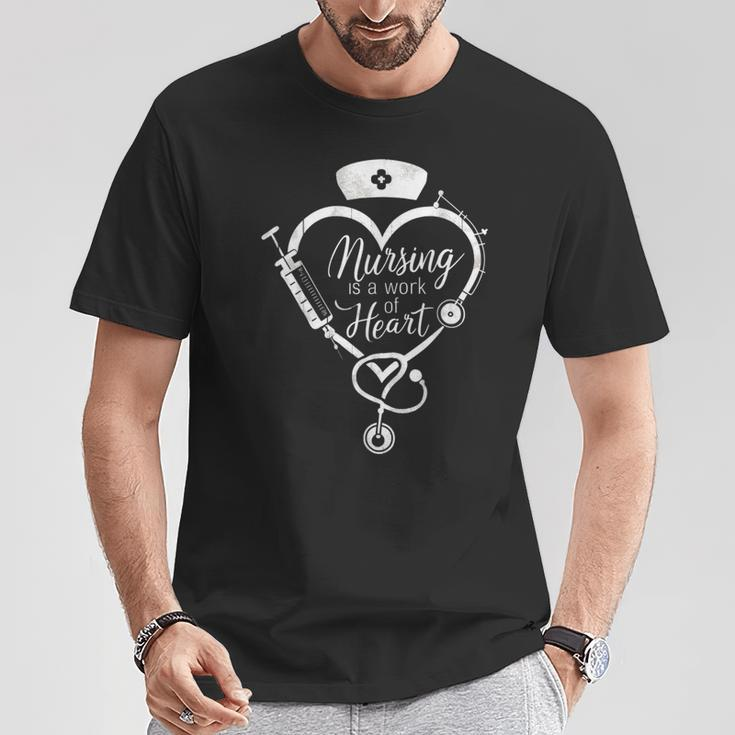 International Nurses Day 2024 Nursing Is A Work Of Heart T-Shirt Funny Gifts