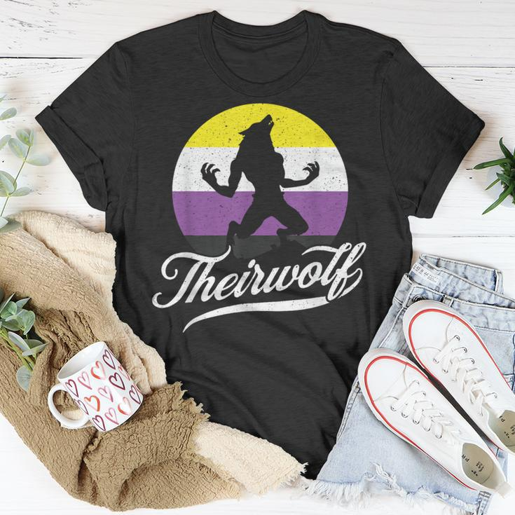 Theirwolf Non Binary Pride Nonbinary Nb Enby Flag Lgbtqia T-Shirt Unique Gifts