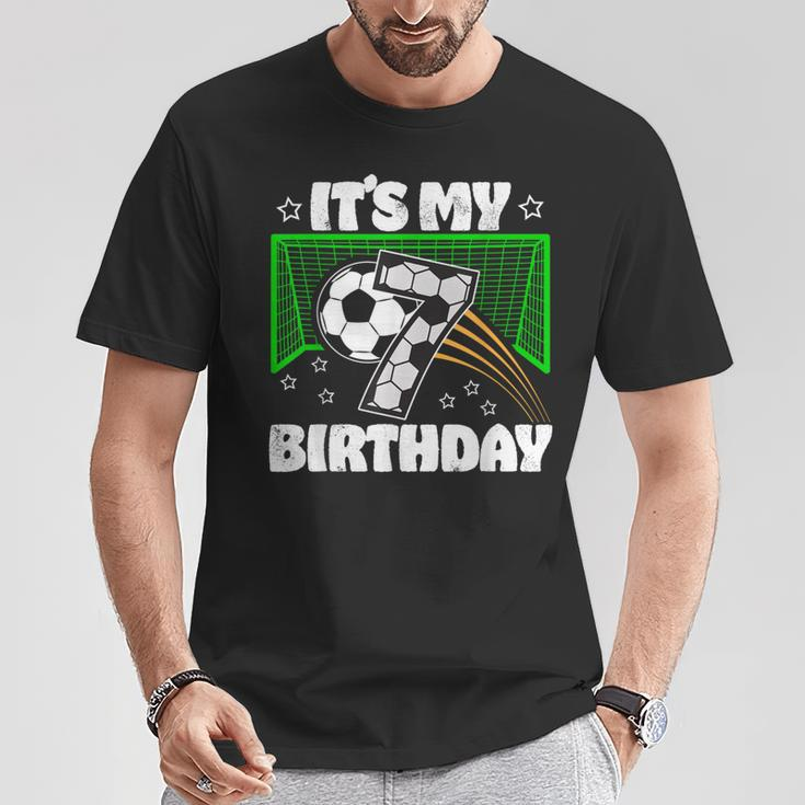 It's My 7Th Birthday Boy Soccer Football 7 Years Old T-Shirt Personalized Gifts