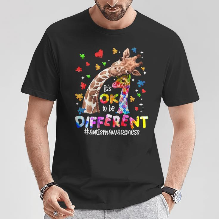 Its Ok To Be Different Autism Awareness Giraffe T-Shirt Unique Gifts
