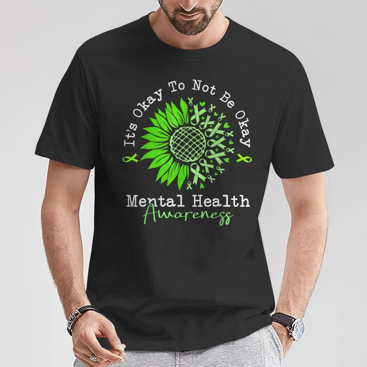 Its Okay To Not Be Okay Mental Health Awareness Green Ribbon T-Shirt Unique Gifts