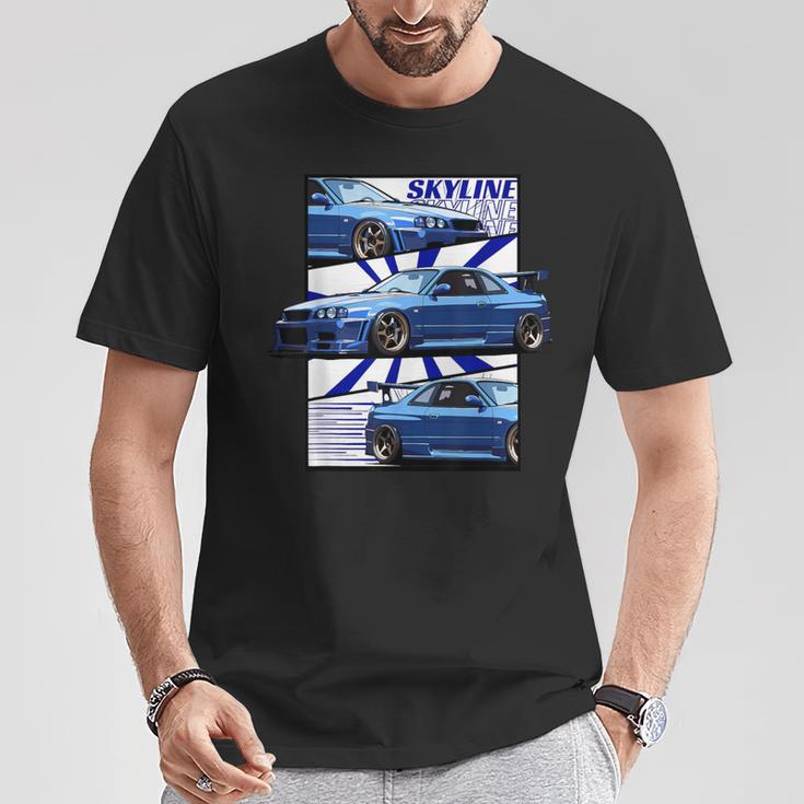 Jdm R34 Motorsport Car Drift Sky Line Car Comic Style Japan T-Shirt Unique Gifts