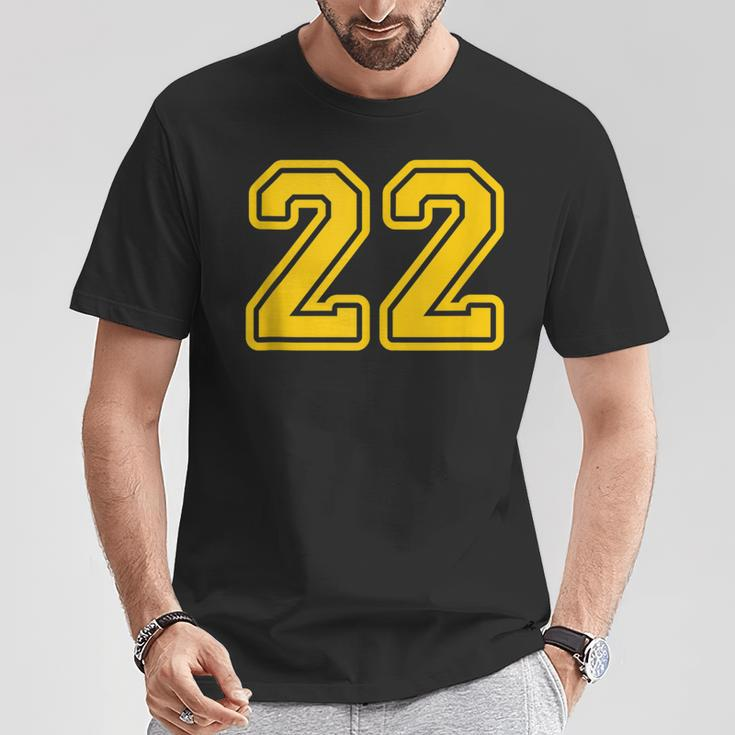 Jersey 22 Golden Yellow Sports Team Jersey Number 22 T-Shirt Unique Gifts