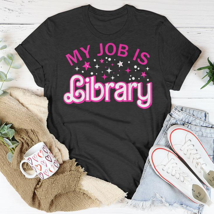 My Job Is A Library Retro Pink Style Reading Books Librarian T-Shirt Unique Gifts