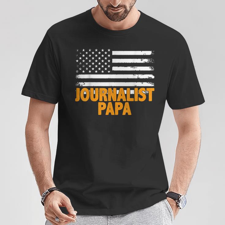 Journalist Papa Amerikanische Flaggeatertag T-Shirt Lustige Geschenke