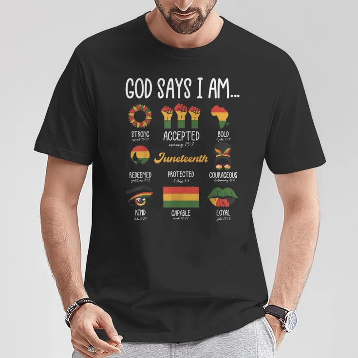 Junenth God Says I Am Celebrating Black Freedom 1865 T-Shirt Unique Gifts