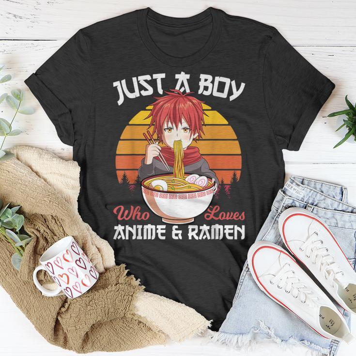 Just A Boy Who Loves Anime And Ramen Japanese Otaku T-Shirt Unique Gifts