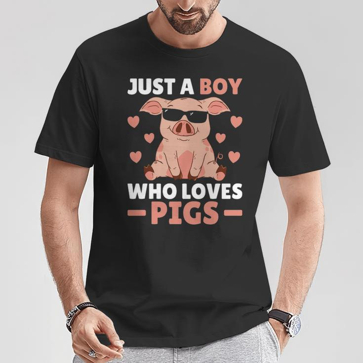 Just A Boy Who Loves Pigs Men Pig Lovers Pig Stuff T-Shirt Unique Gifts