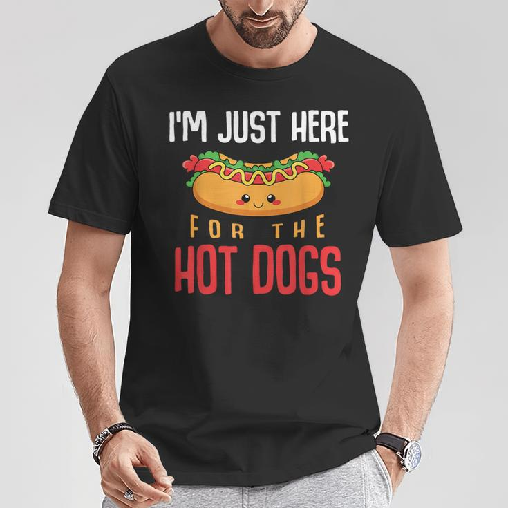 Im Just Here For The Hot Dogs Foodie Weiner Hot Dog T-Shirt Unique Gifts