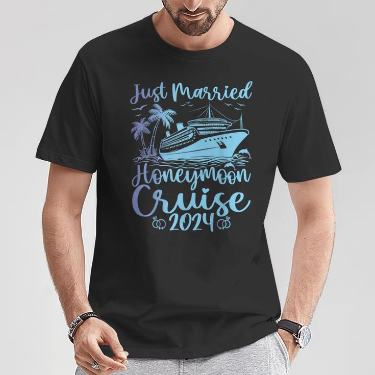 Just Married 2024 Wedding Ring Matching Honeymoon Cruise T-Shirt Personalized Gifts