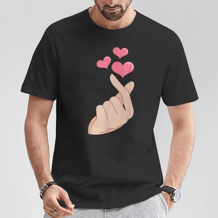 K-Pop Hand Symbol Heart K-Drama Korean Pop Music Fan T-Shirt Unique Gifts