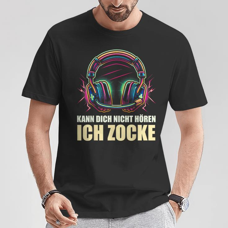 Kann Dich Nicht Hören Ich Zocke Gamer Headset T-Shirt Lustige Geschenke