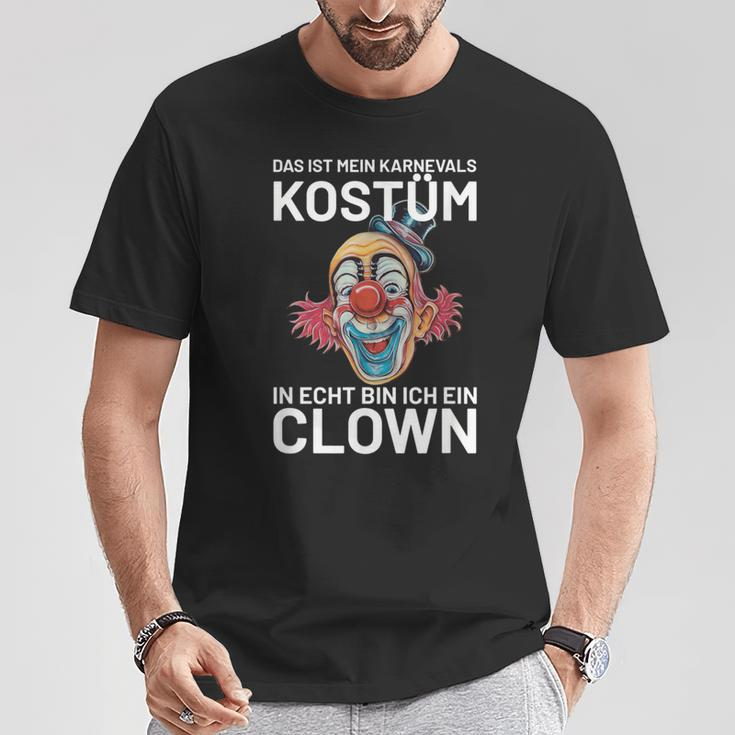 Karnevals Kostüm Clown Motiv Schwarzes T-Shirt Lustige Geschenke