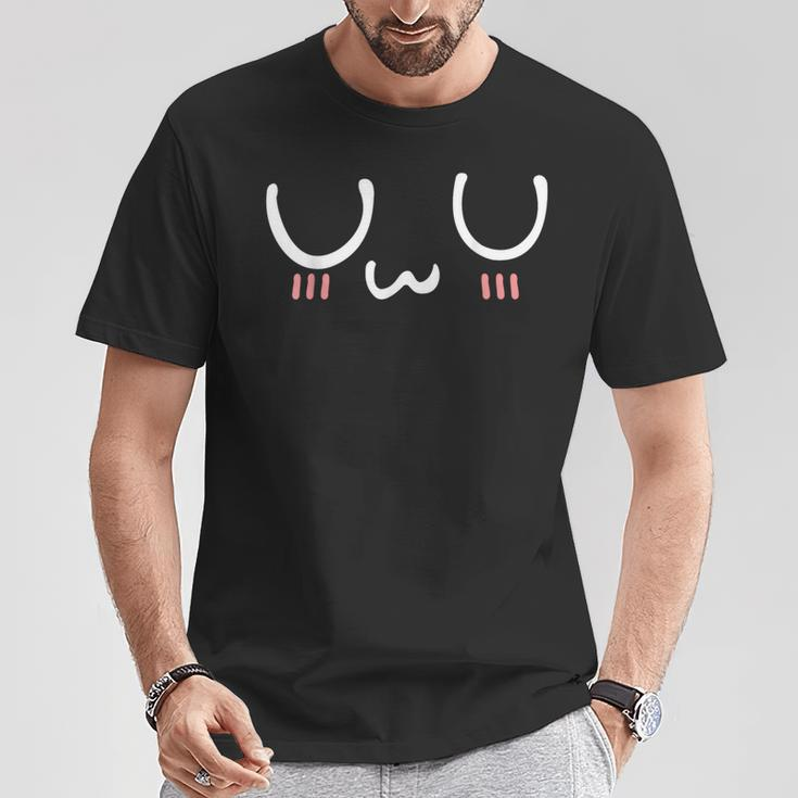 Katzen-Gesicht T-Shirt Schwarz, Niedliches Kätzchen Design Unisex Lustige Geschenke