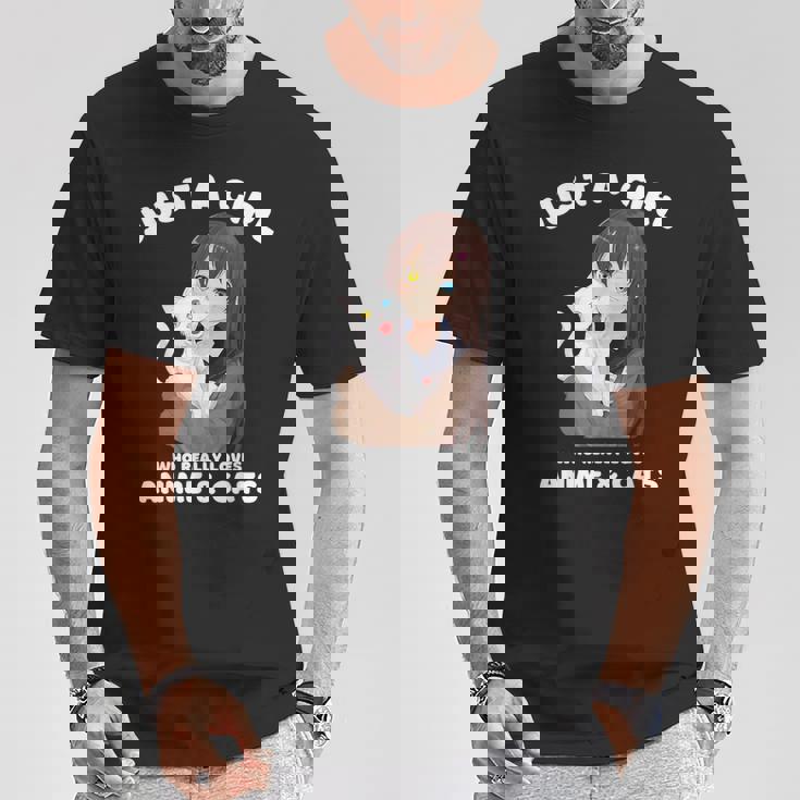 Kawaii Anime Solo Una Chica Que Realmente Ama El Anime Y Los Gatos Camiseta unisex Regalos divertidos