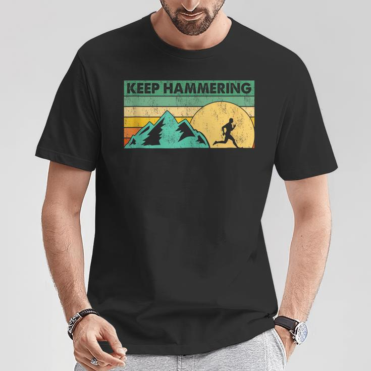 Keep Hammering Hiking Mountain Trail Running Vintage Retro T-Shirt Unique Gifts