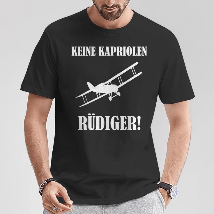 Keine Kapriolen Rüdiger T-Shirt, Lustiges Flugzeug Motiv, Meme Lustige Geschenke