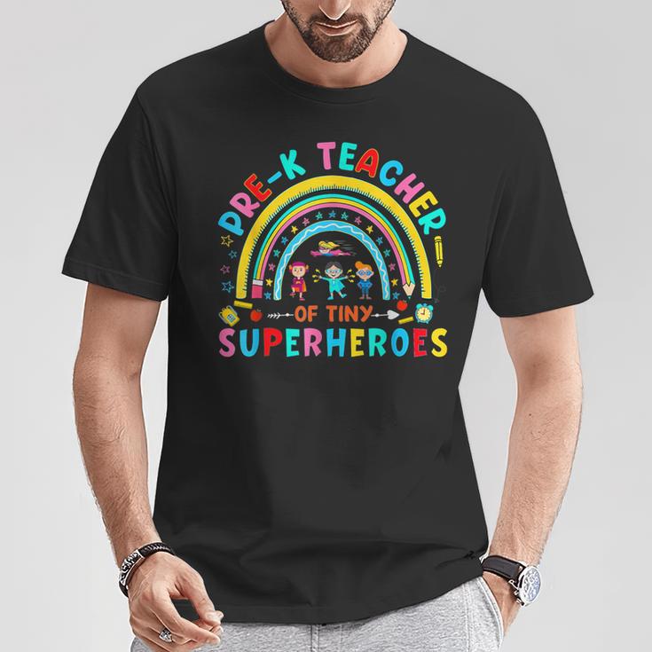 Kindergarten Back To School Prek Teacher Of Tiny Superheroes T-Shirt Unique Gifts