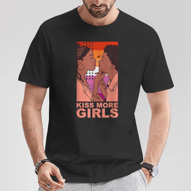 Kiss More Girls Black Lesbian Cute Lgbt Pride Month T-Shirt Unique Gifts