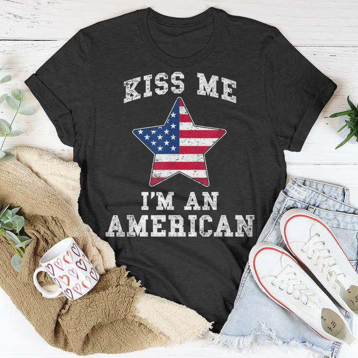 Kiss Me I'm An American Usa Citizenship Patriotic T-Shirt Unique Gifts