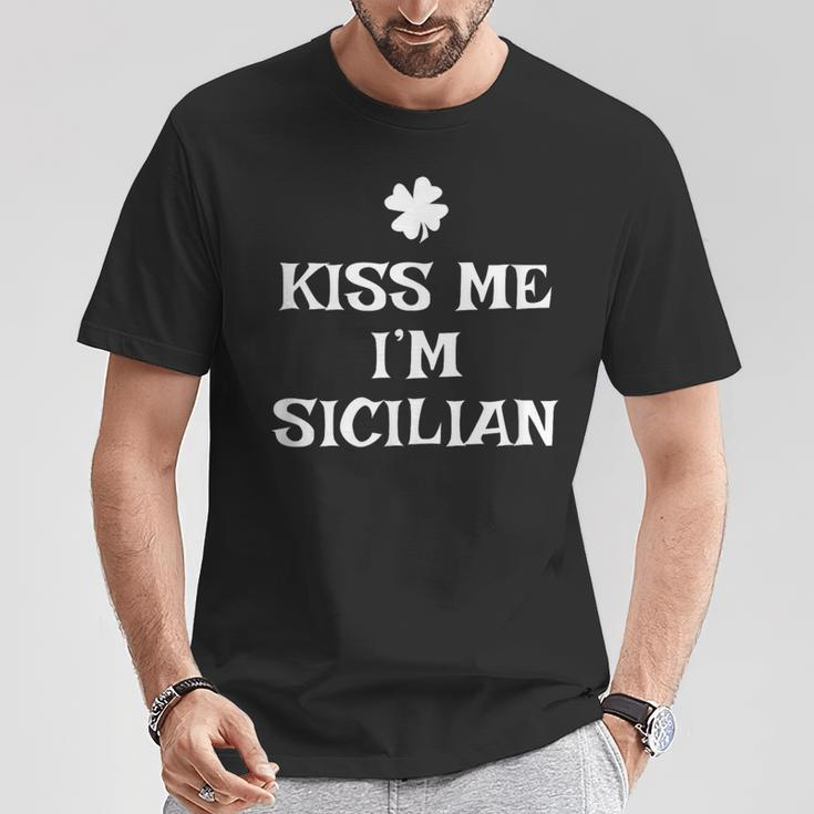 Kiss Me I'm Sicilian St Patrick's Day Irish Sicilia T-Shirt Personalized Gifts