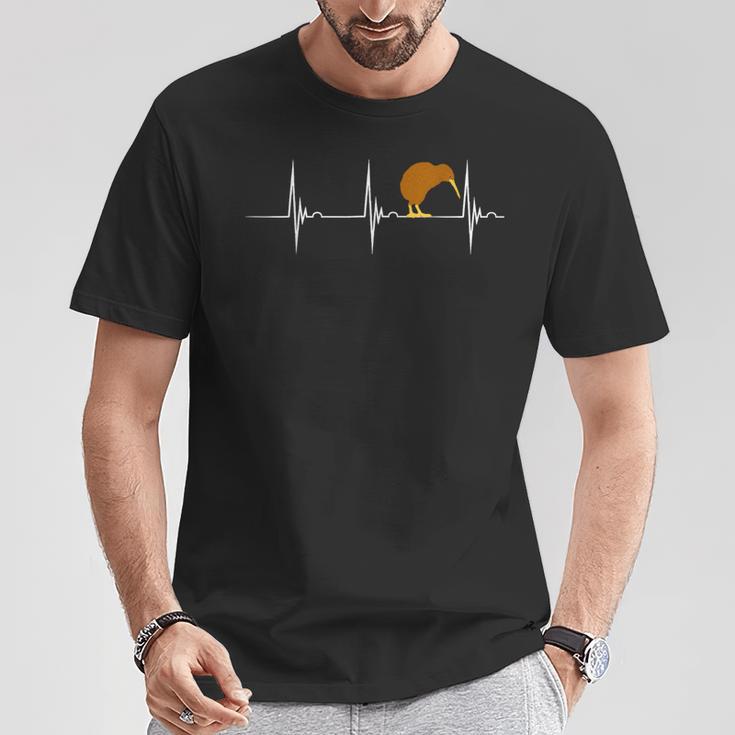 Kiwi Bird Kiwivogel Heartbeat Ecg Pulse New Zealand T-Shirt Lustige Geschenke