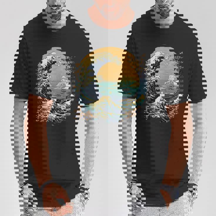 La Gran Ola Y Las Montañas Arte Japonés Kanagawa Camiseta unisex Regalos divertidos