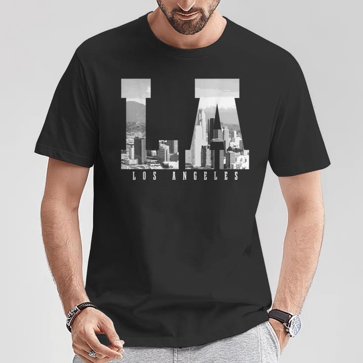 La Los Angeles California Skyline Usa Vintage Souvenir Black T-Shirt Lustige Geschenke